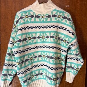 American Eagle Outfitters Striped Knit Sweater in Cream and Green
